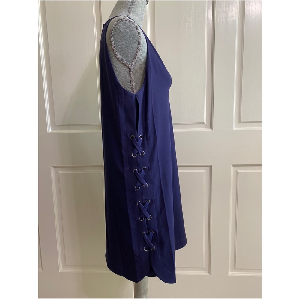 $242 NWT Parker Riviera Dress Sz L Navy Mini Sleeveless Lace-Up Cocktail Dress